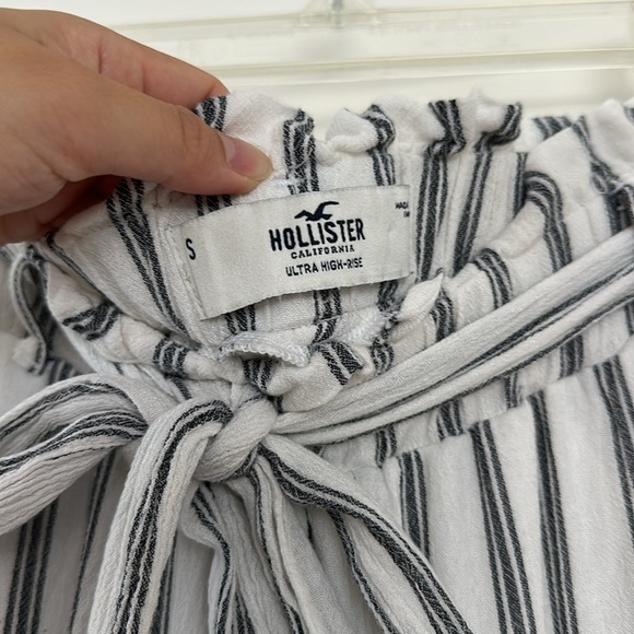 Hollister Blue & White Striped Wide-Leg Crepe Pants S - Picture 7 of 9